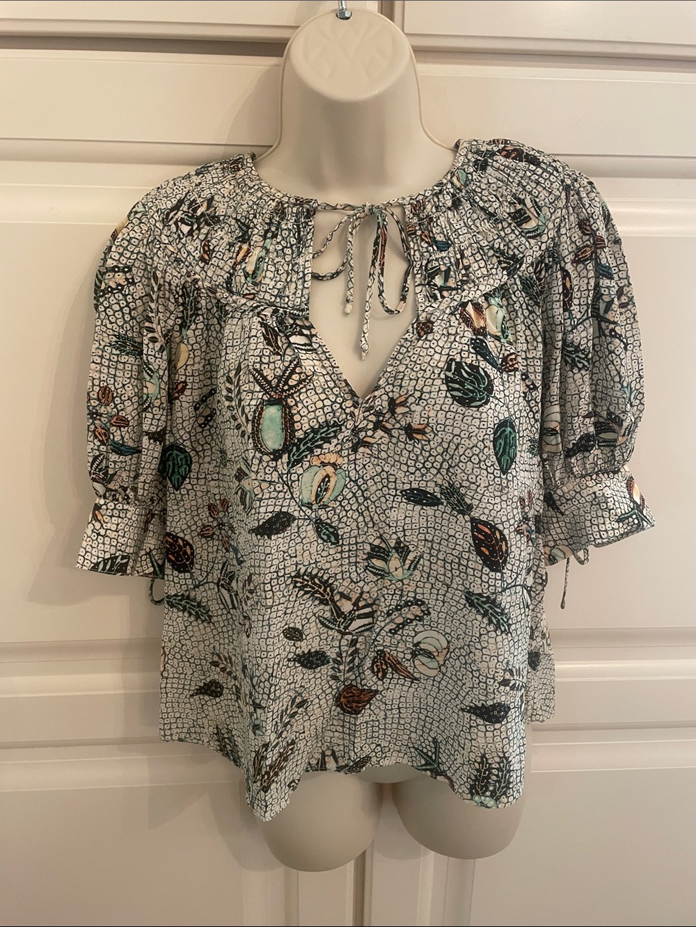 Ulla Johnson silk tie front blouse sz 4